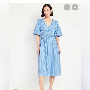 Old Navy Blue and White Striped Midi Dress